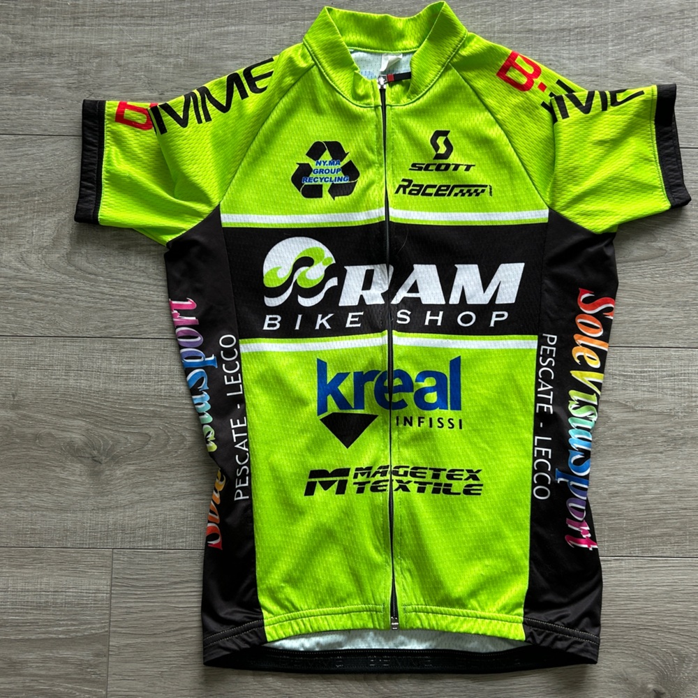 Biemme Cycling Jersey Green Black Short Sleeve Size S